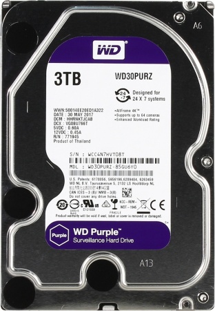 Купить WD Purple WD30PURZ, 3ТБ, HDD, SATA III, 3.5"