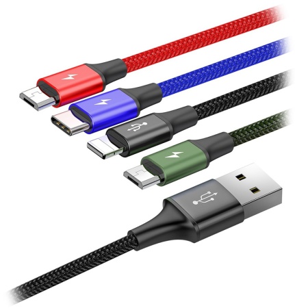 Купить Baseus Fast 4-in-1 Cable for lightning+Type-C (2) + Micro 3.5A 1.2m (CA1T4-B01)