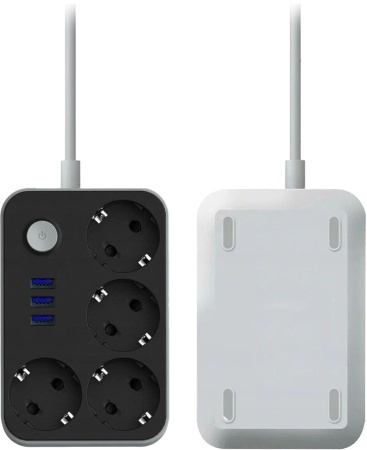 Купить Lucky Hawk 4 Power Socket Black/Grey (314) (4 Розетки + 3 USB) 3m