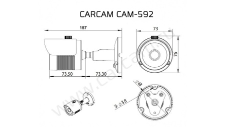 Всепогодная мультиформатная камера 5 Мп с ИК-подсветкой 25 метров CARCAM CAM-592
