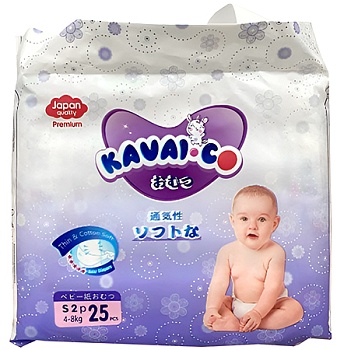 Купить Kavai-Co Baby Disposable Diapers S 4-8kg (25 Pcs)