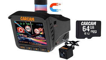 Автомобильный видеорегистратор с радар-детектором 5 в 1 CARCAM COMBO 5S 64GB
