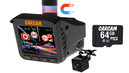 Автомобильный видеорегистратор с радар-детектором 5 в 1 CARCAM COMBO 5S 64GB
