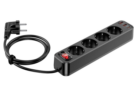 Купить сетевой фильтр Hoco NS1 Aura 4-Bit PD20W EU / GER Black