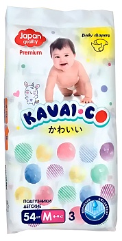 Купить Kavai-Co Baby Disposable Diapers M 4-9kg (54 Pcs)