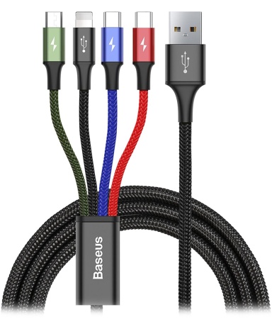 Купить Baseus Fast 4-in-1 Cable for lightning+Type-C (2) + Micro 3.5A 1.2m (CA1T4-B01)