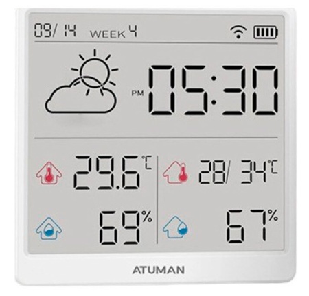 Купить Xiaomi AtuMan Intelligent Temperature and Humidity Clock TH3 Grey