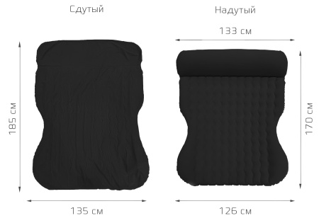 Купить CARCAM Inflatable Auto Airbed, Auto Air Pump, 170x133 cm. (CCMTE1758) Black