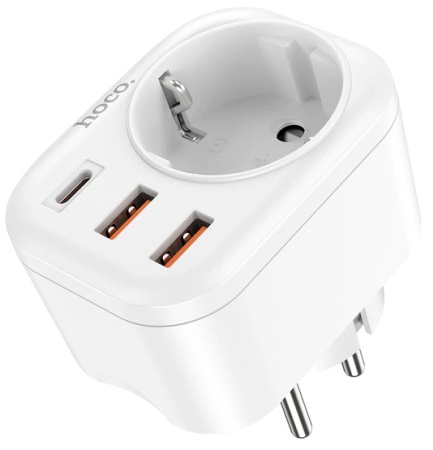 Купить Hoco NS3 2xUSB QC3.0, 18W + Type-C PD20W White