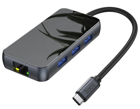 Купить Type-C хаб HOCO HB16 Easy expand (USB3.0-3+HDMI+PD+RJ45)