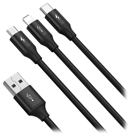 Купить Baseus Rapid Series 3-in-1 Cable USB - Lightning+MicroUSB+Type-C 1.2m (CAJS000001)