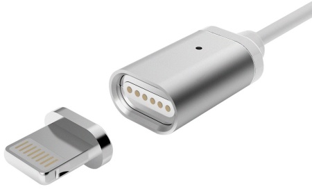 Купить Кабель с магнитным креплением зарядной части LIGHTNINIG DRM-MG2-02 МАГНИТНЫЙ 1,2М серебро DREAM