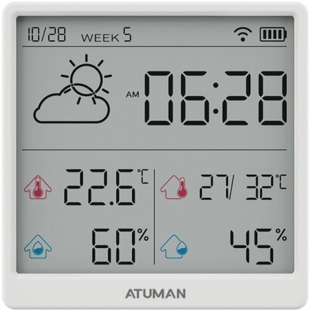 Купить Xiaomi AtuMan Intelligent Temperature and Humidity Clock TH3 White