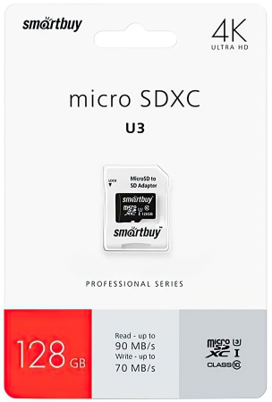 Купить SmartBuy microSDXC 128GB Class 10 U3 Pro