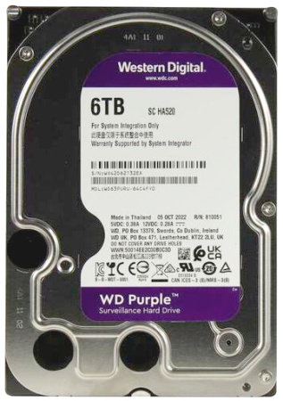 Купить WD HDD 6TB, SATA III, 3.5" (WD63PURU)