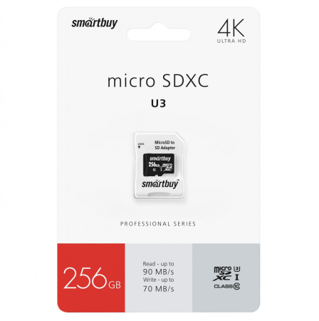 Купить SmartBuy microSDXC 256GB Class 10 U3 Pro
