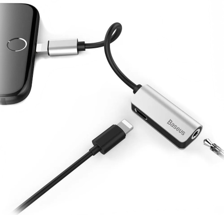 Купить Baseus L32 Lightning Male to 3.5mm + Lightning Female Black-Silver (CALL32-0S)