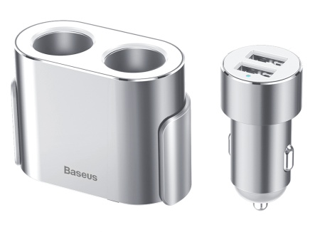 Купить Baseus High Efficiency One to Two Cigarette Lighter Silver
