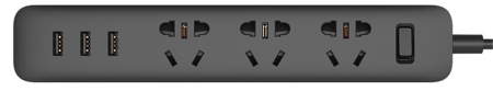 Удлинитель с 3 розетками и3 USB-выходами Xiaomi Mi Power Strip 3 Sockets (XMCXB01QM) Black