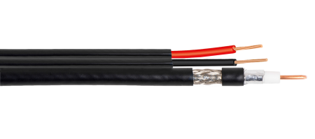 Купить Кабель коаксиальный RG-59U, 75 Ом (CCA, AL) + 2x0.75 мм2 CCA, чёрный, 10 м