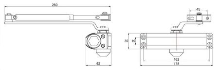 Купить Доводчик ALDC-65B для дверей до 65кг - коричневый
