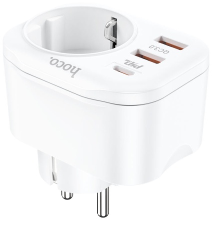 Купить Hoco NS3 2xUSB QC3.0, 18W + Type-C PD20W White