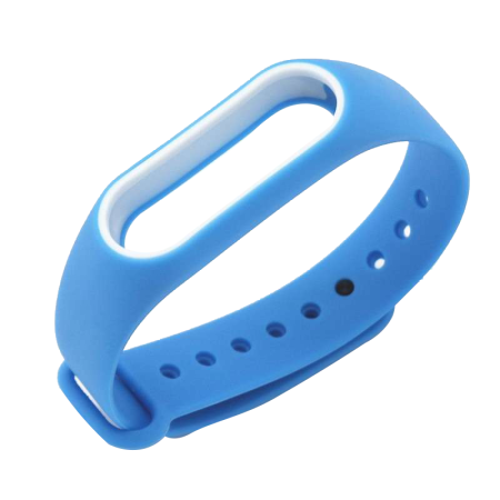 Ремешок для Mi Band 2 Silicon Loop голубой/белый