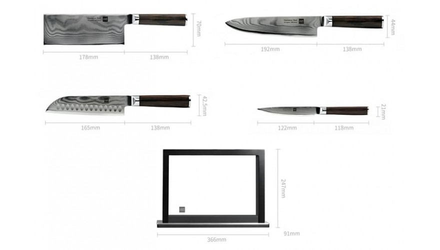 Купить Xiaomi HuoHou Knife Set (HU0073) Fire Damascus Steel 67 Layers HRC60+/-2  