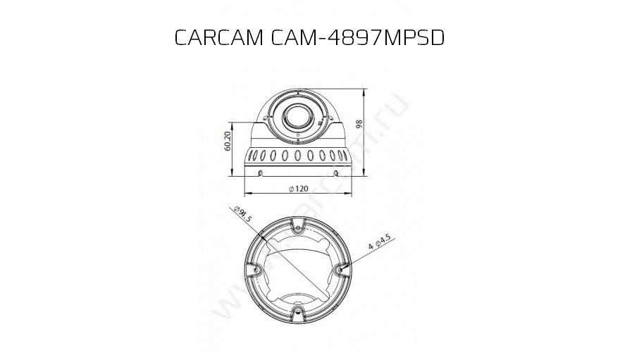Купольная IP-камера 4 Мп с ИК-подсветкой 30 м и слотом для Micro SD CARCAM CAM-4897MPSD