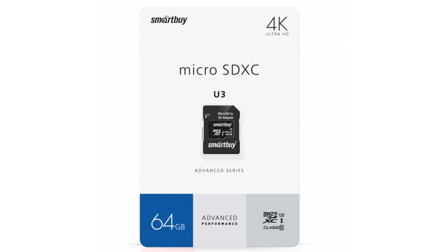 Купить SmartBuy 64GB microSDXC Class 10 U3 Advanced Series