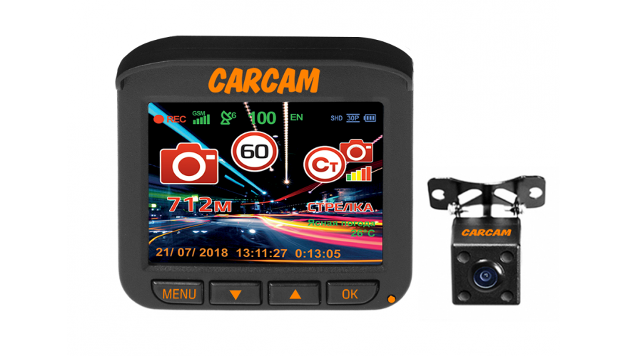 Автомобильный видеорегистратор с радар-детектором 5 в 1 CARCAM COMBO 5S