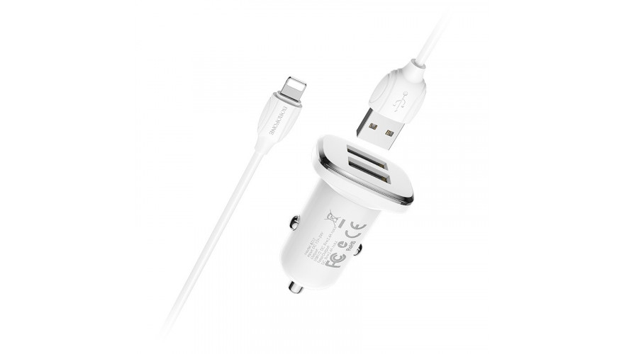 Купить Borofone BZ12i АЗУ 2USB 2.4A для Lightning 8-pin Белый (iPhone)